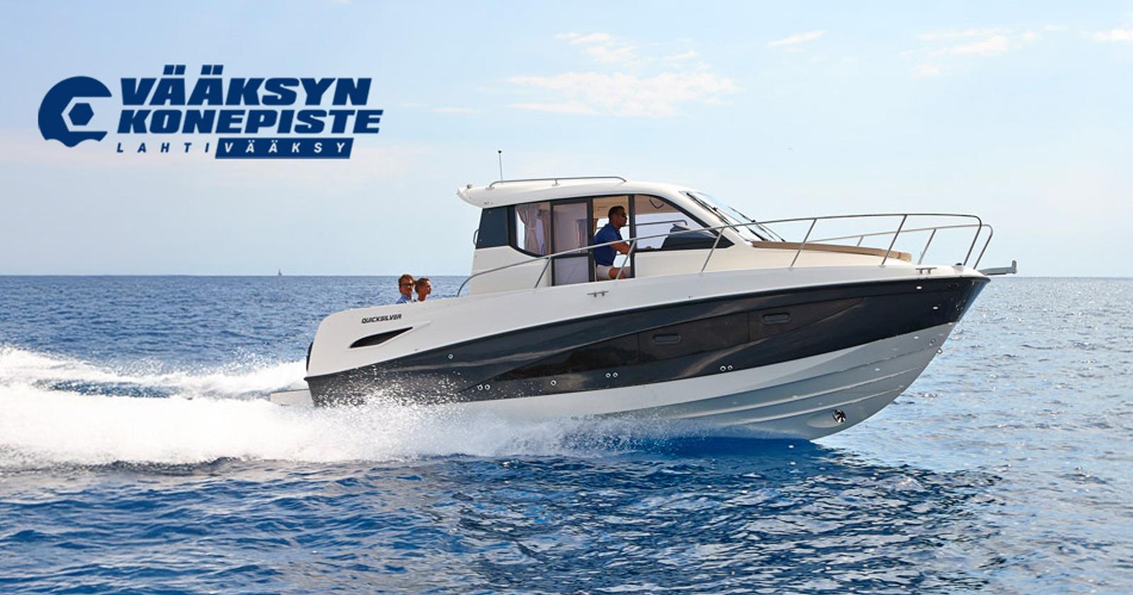 Quicksilver Activ 675 Weekend -moottorivene ja Mercury F150 perämoottori Vääksyn Konepisteen myymälässä