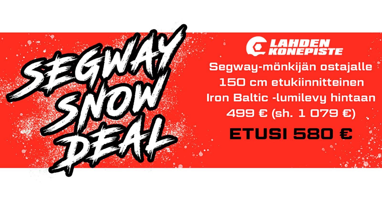 Segway Lahden Konepisteestä lumilevyllä