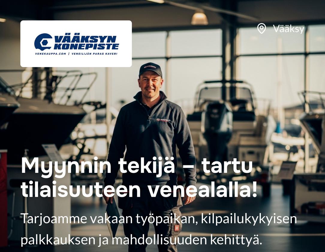 Avoimet työpaikat Vääksyn Konepiste -banneri
